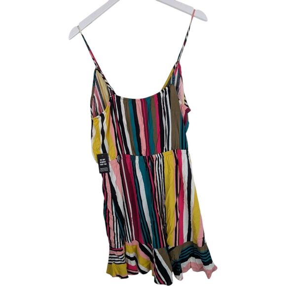 NWT Express Mini Dress Multi Color Rainbow Ruffle Stripes Size - Picture 3 of 8